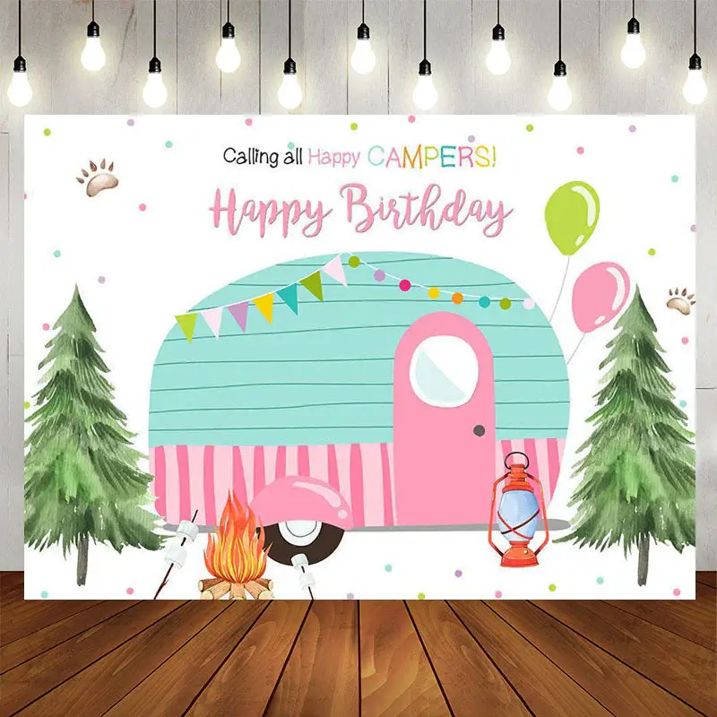 Aperturee Calling all Campers camping birthday backdrop