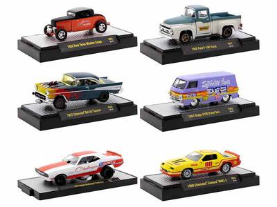 Auto Meets Set of 6 Cars IN DISPLAY CASES Release 84 Limited Edition 1/64 Diecast Model Cars by M2 Machines