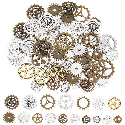 102Pcs 17 Style Tibetan Style Alloy Steampunk Charms Sets