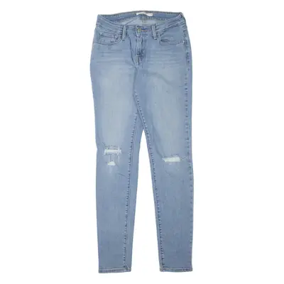 LEVI'S 811 Curvy Distressed Womens Jeans Blue Slim Skinny Stone Wash W28 L32