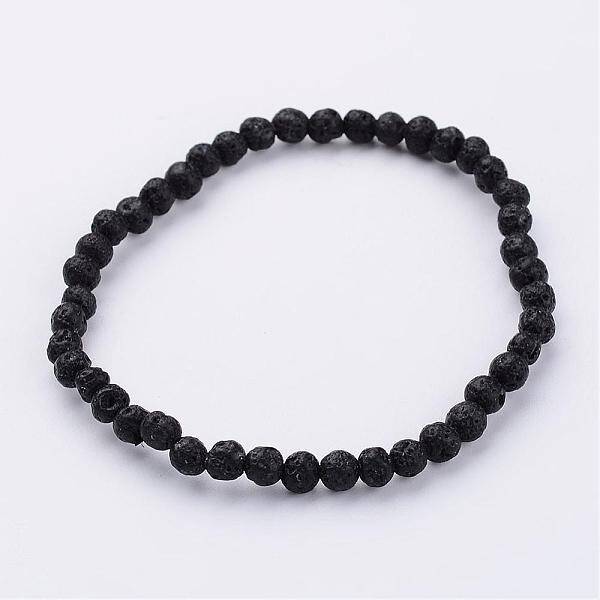 Natural Lava Rock Beaded Stretch Bracelets