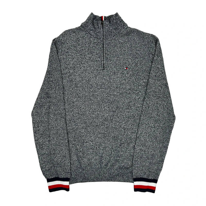 Tommy Hilfiger 1/4 Zip - Medium Grey Cotton Blend