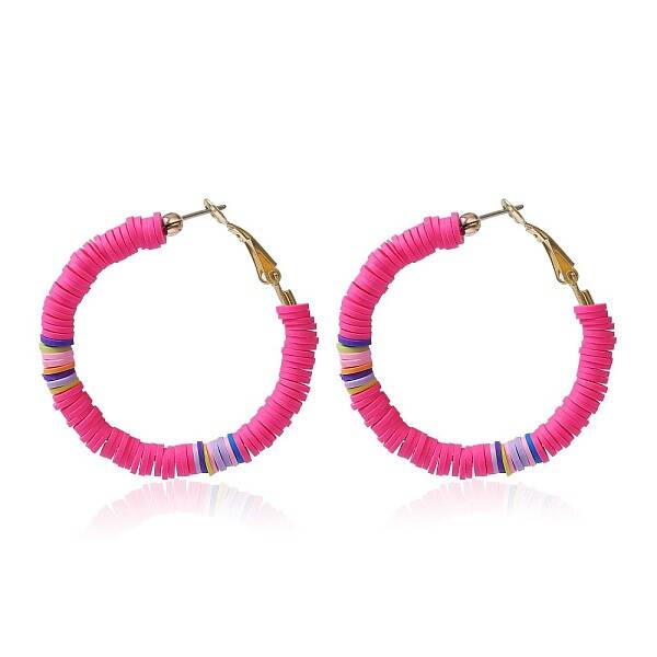 Bohemia Style Colorful Clay Beads Hoop Earrings