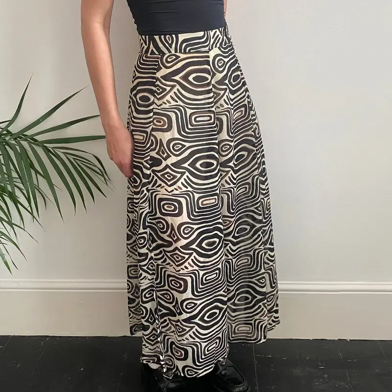 Lybido Maxi Skirt - 26W UK 6 Black & White Viscose Blend