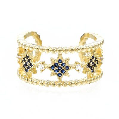 Cubic Zirconia Star Open Cuff Ring