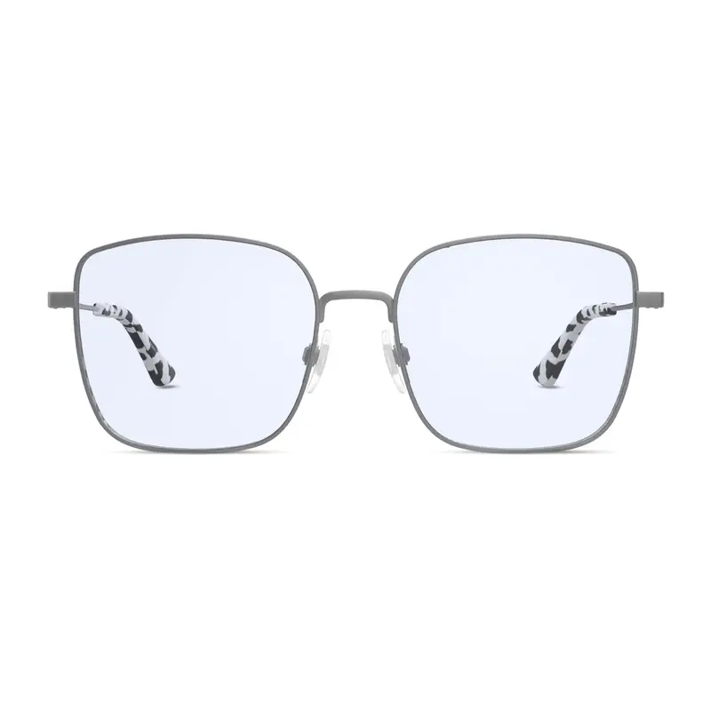 The Atrium Blue Light Glasses in Matte Silver with Cow Print Tips