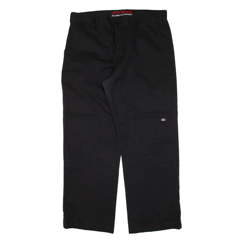 DICKIES Double-knee Workwear Mens Trousers Black Loose Straight W36 L30