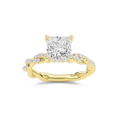 ChiraTan Princess Cut Lab Grown Diamond Engagement Ring | 14K Yellow Gold 1 7/8 CT. TW.