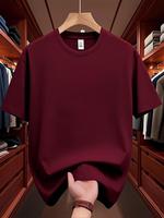 Men's Solid Color Round Neck Tee, Regular Fit Casual Short Sleeve Crew Neck T-Shirt for Daily Wear, Men's Top for All Seasons...