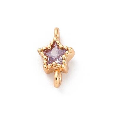 Brass Cubic Zirconia Star Connector Charms