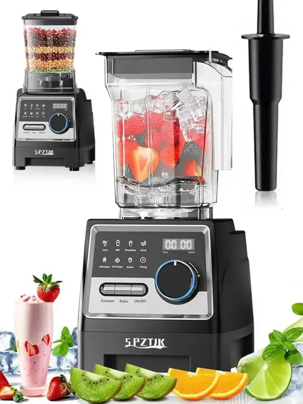 Food Processor Professional Blender, Max.2400W/1000W Blender And Grinder Combo 24000RPM Powerful Blenders Kitchen, 2 Containe...