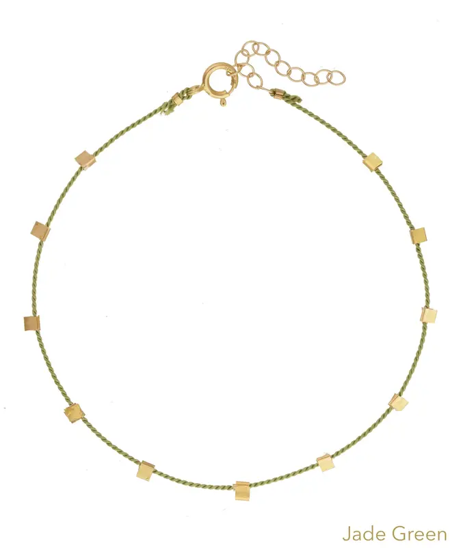 Hilo Anklet | Metal Color: Gold | Color: Jade Green