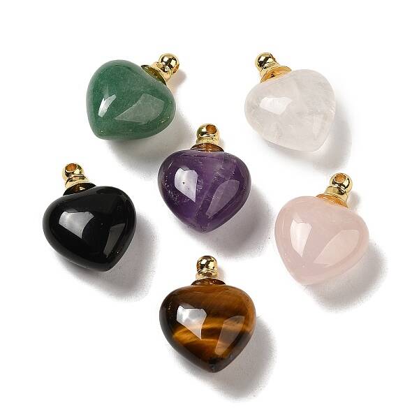 Natural Mixed Gemstone Perfume Bottle Pendants