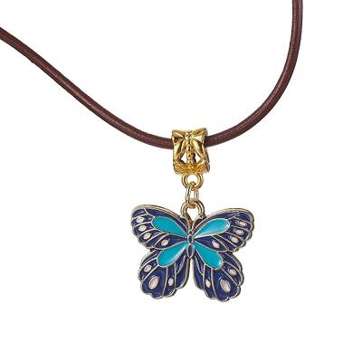 Alloy Enamel Butterfly Pendant Necklaces