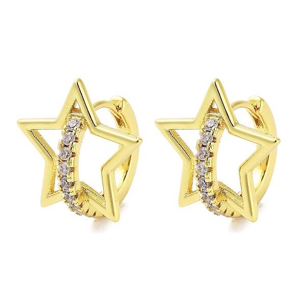 Rack Plating Brass Micro Pave Cubic Zirconia Hoop Earrings for Women