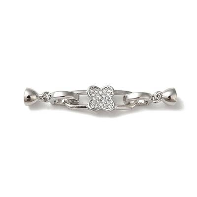 Brass Micro Pave Clear Cubic Zirconia Fold Over Clasps