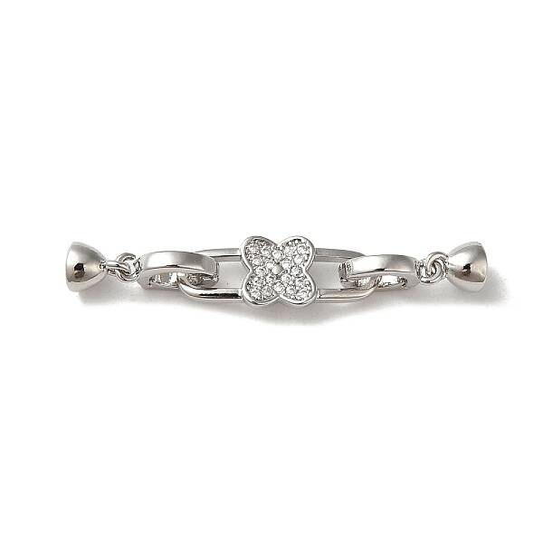 Brass Micro Pave Clear Cubic Zirconia Fold Over Clasps