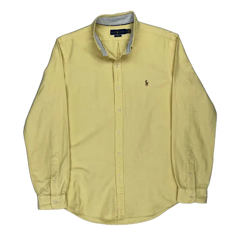 Ralph Lauren Slim Fit Shirt - Large Yellow Cotton
