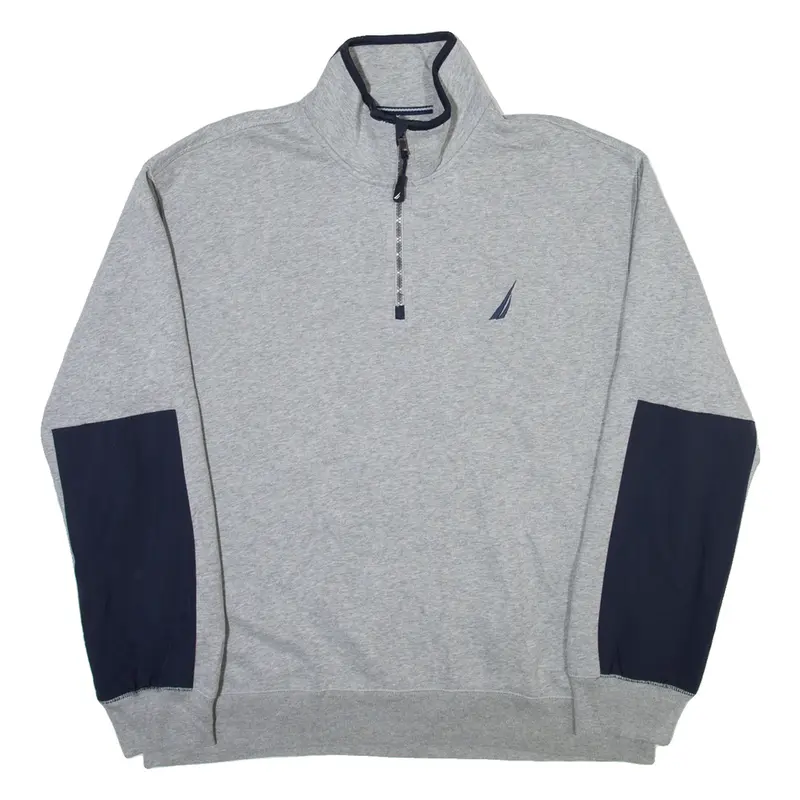 NAUTICA Mens Sweatshirt Grey 1/4 Zip XL