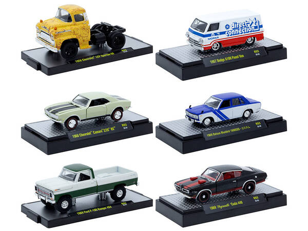 Auto Meets Set of 6 Cars IN DISPLAY CASES Release 93 Limited Edition 1/64 Diecast Model Cars by M2 Machines