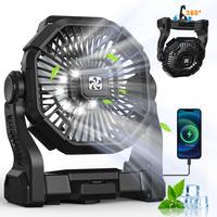 DOVILUXE 20000mAh 3-in-1 Rechargeable Camping Fan – LED Light, Power Bank & 360° Rotating 4-Speed Fan – Perfect for Camp...