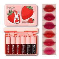 6 Colors Lip Tint Stain Mini Liquid Lipstick, Lip Gloss Moisturizing Natural, Multi-Use Lip and Cheek Tint, Non-Stick Cup, Li...
