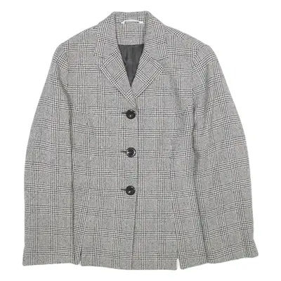 LUCIA Womens Blazer Coat White Check S