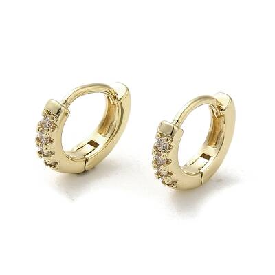 Brass Micro Pave Cubic Zirconia Hoop Earring