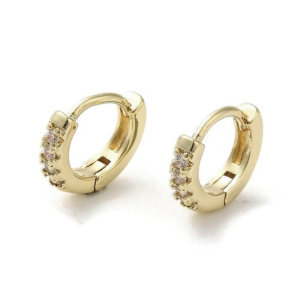 Brass Micro Pave Cubic Zirconia Hoop Earring