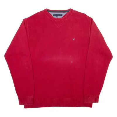 TOMMY HILFIGER Mens Jumper Red Tight Knit L