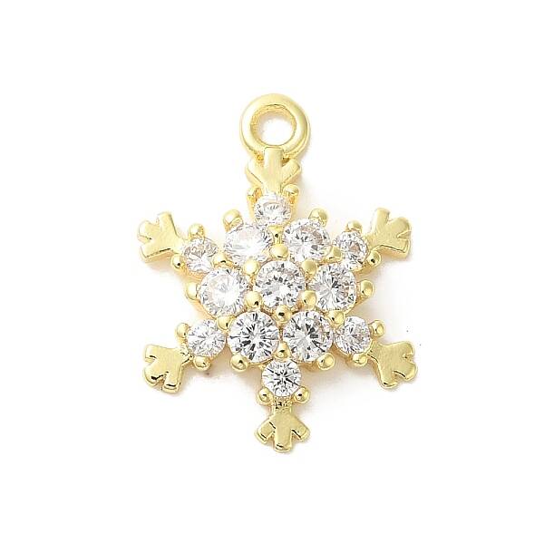 Christmas Theme Brass Micro Pave Cubic Zirconia Charms