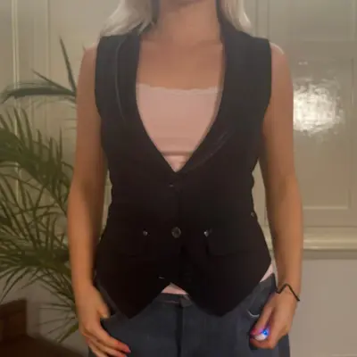 La Blue Rose Waistcoat - Small Black Polyester Blend
