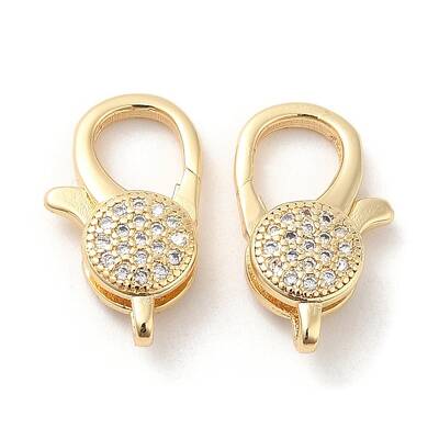 Brass Micro Pave Clear Cubic Zirconia Lobster Claw Clasps
