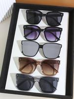 Unisex Simple Ombre Tinted Lens Sunglasses (5 Pairs), Trendy Casual Large Square Frame Fashion Eyewear for Outdoor Activities...