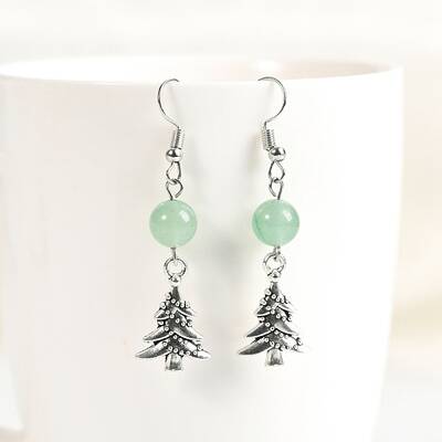 Natural Green Aventurine Dangle Earrings