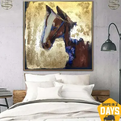 Original Abstract Horse Paintings On Canvas Animal Textured Painting Contemporary Art Horse Lovers Gift | LONE RUNNER 27.55&q...