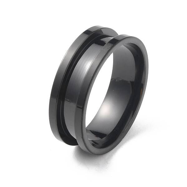 Stainless Steel Grooved Finger Ring