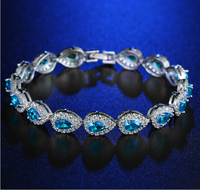 Tear Drop Moissanite Bracelet VVS Tennis Bracelet Silver Plated Iced Out 5mm Bracelet For Men - 17cm + 3.5cm Extension Iced O...