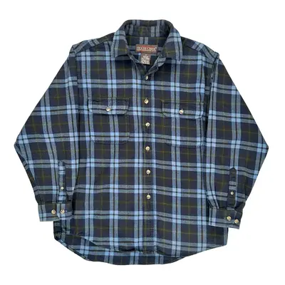 Moose Creek Checked Flannel Shirt - Medium Blue Cotton