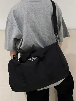 Minimalist Casual Large Capacity Travel Bag, Lightweight Nylon Zipper Weekender Bag & Duffel Bag, Trendy Versatile Crossbody ...