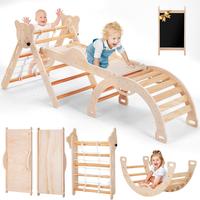 8 in 1 Pikler Triangle Set for Toddler, Foldable Wooden Montessori Climbing Toys with Sliding, Seesaw & Climbing Arch, Indoor...