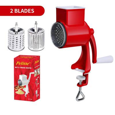Hand-Cranked Peanut Grinder & Cheese Shredder | Color: 160 Double Knife Red