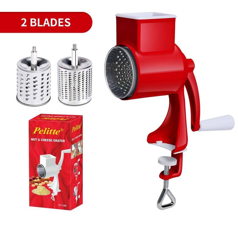 Hand-Cranked Peanut Grinder & Cheese Shredder | Color: 160 Double Knife Red