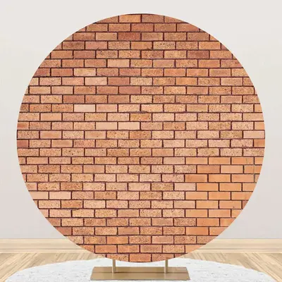 Round Light Red Retro Brick Wall Backdrop For Party - Aperturee