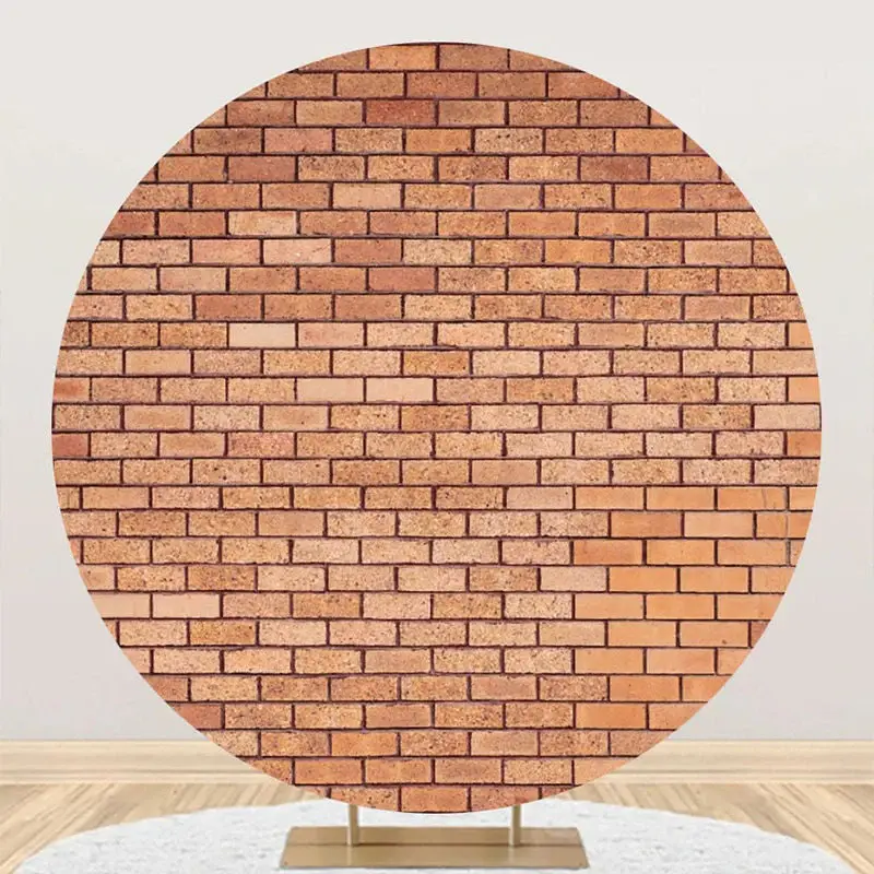 Round Light Red Retro Brick Wall Backdrop For Party - Aperturee