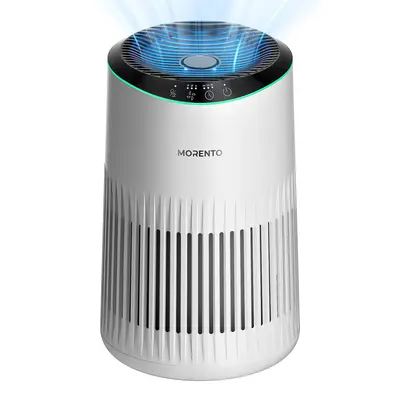 MORENTO MR2566 Air Purifier for Bedroom, Home, Smoke & Pet Dander Odors, Sleep Mode, Portable HEPA, Blue Ambient Light, Sleep...