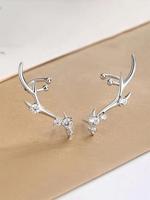 Fashionable Antler Design Stud Earrings, Elegant Rhinestone Decorated Stud Earrings for Women, Trendy All-match & Exquisite J...