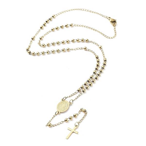 202 Stainless Steel Rosary Bead Necklaces
