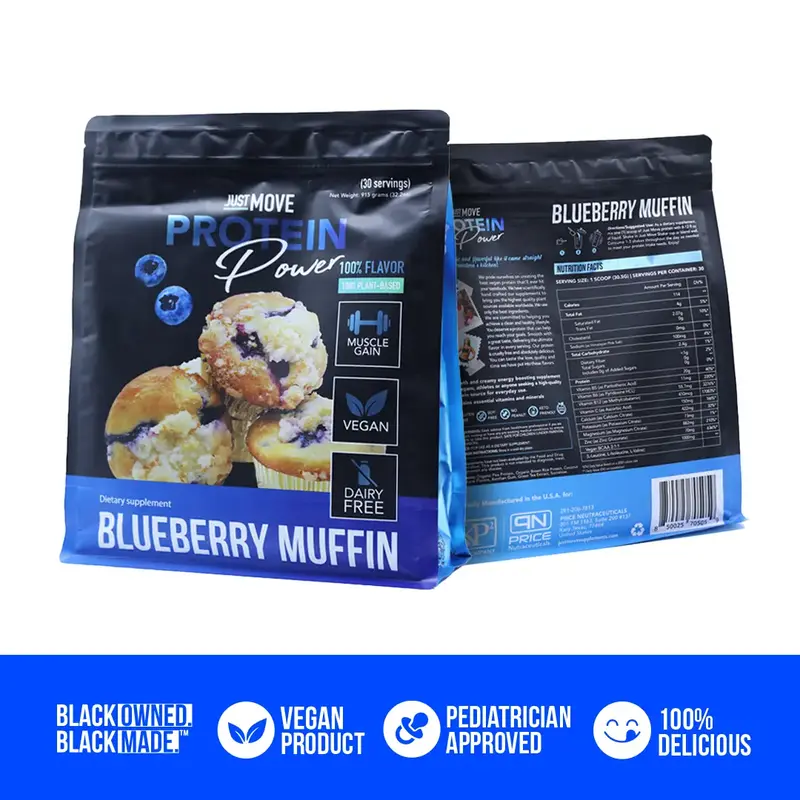 Just Move Protein - Blueberry Muffin - Vegan (Plant Based) Organic, Dairy Free, Soy Free Gluten Free, Keto, Peanut Free, 20g ...