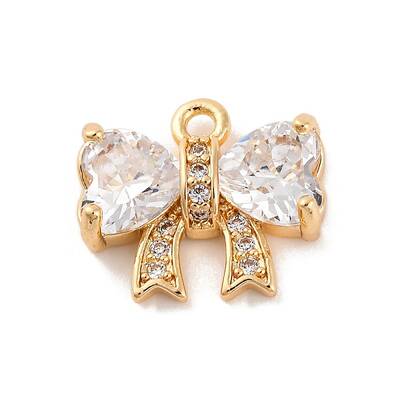 Brass Micro Pave Clear Cubic Zirconia Charms